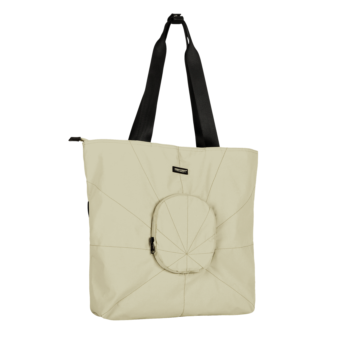 TREE RPET Foldable Tote - Khaki side view when extended.