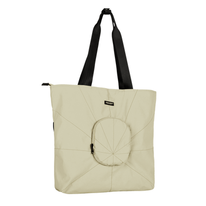 TREE RPET Foldable Tote - Khaki side view when extended.