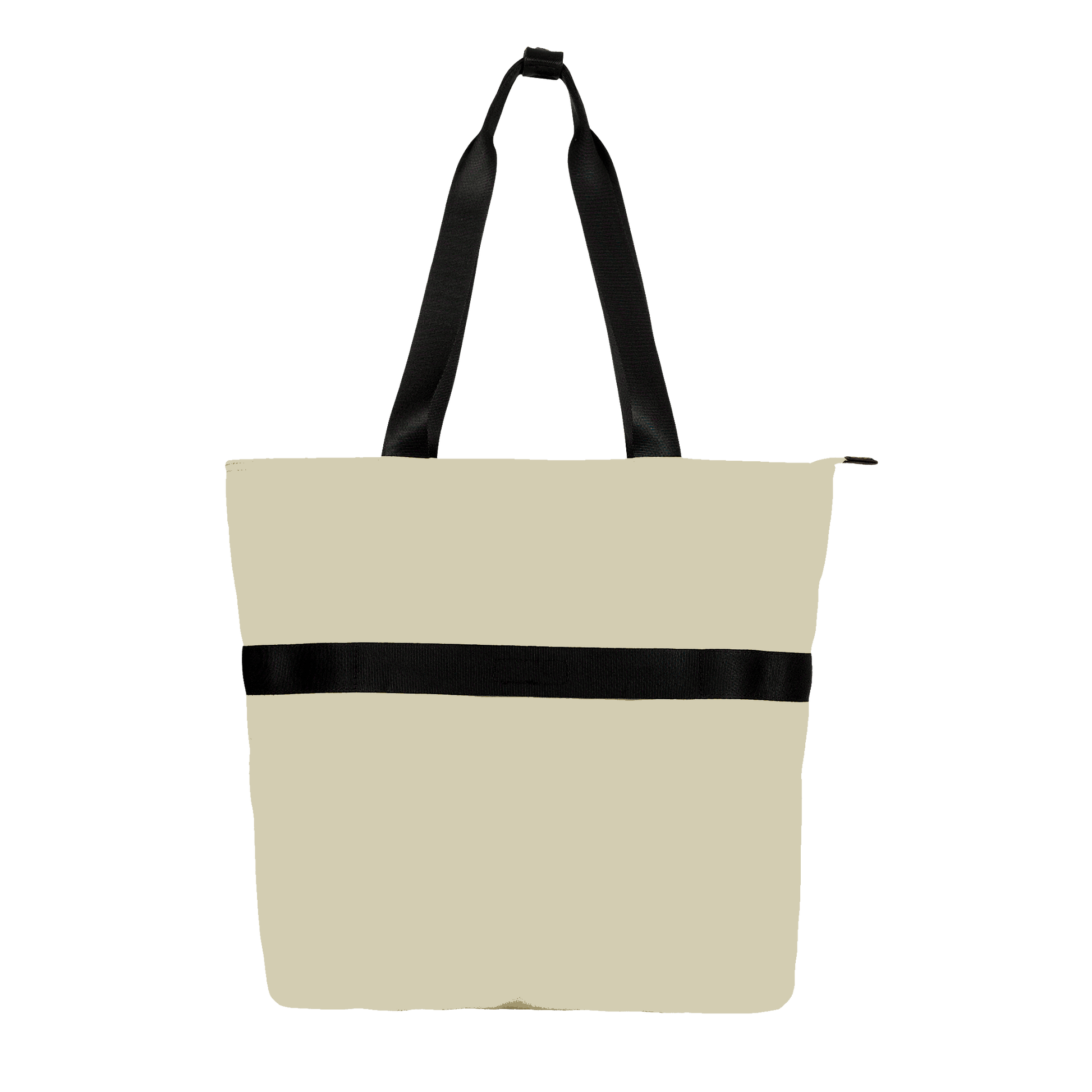 TREE RPET Foldable Tote - Khaki, product back view, come with luggage handle sleeve.