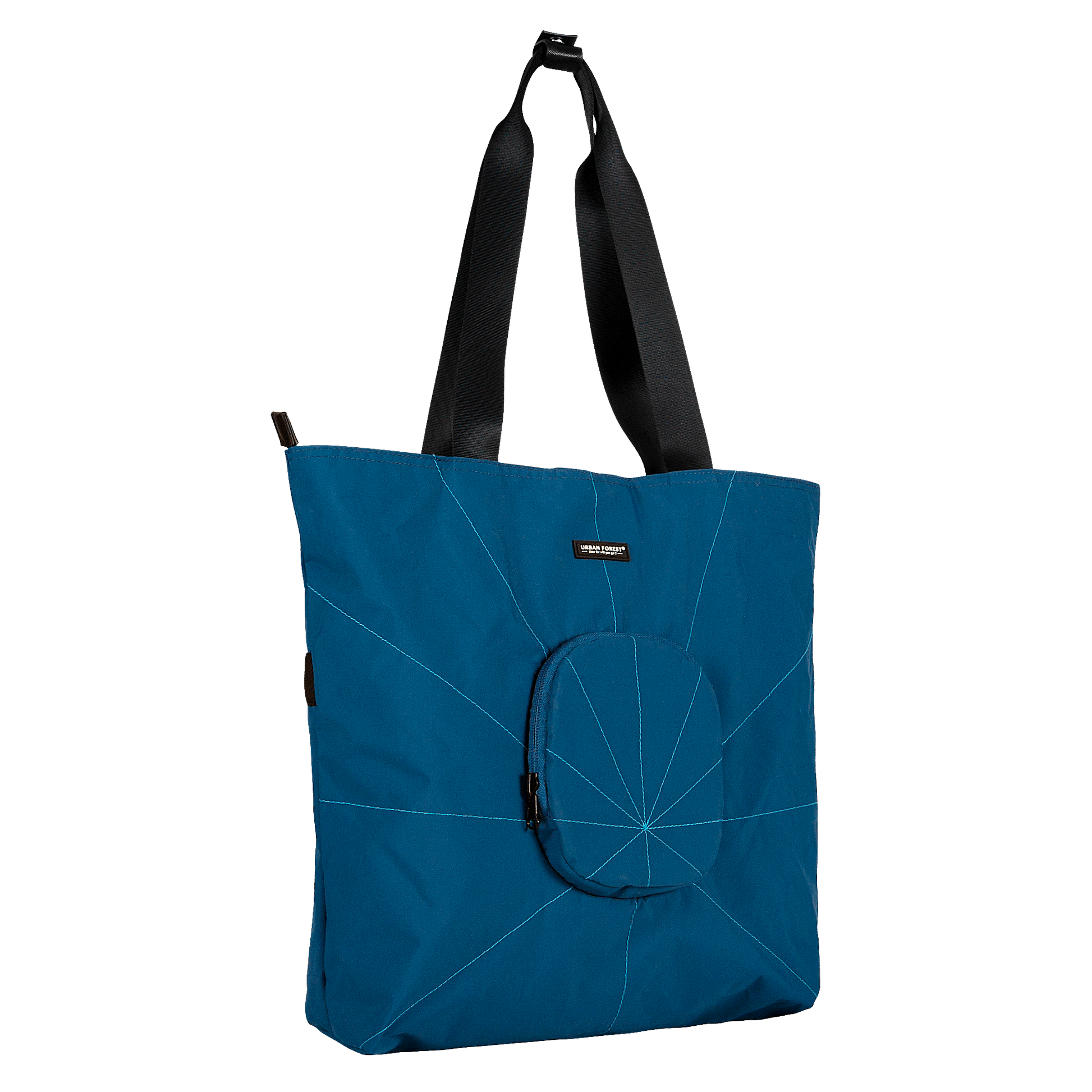 TREE RPET Foldable Tote - Navy side view when extended.