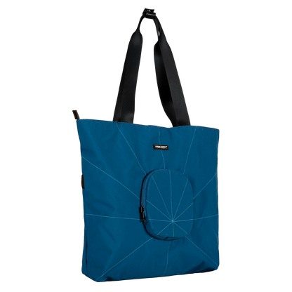 TREE RPET Foldable Tote - Navy side view when extended.