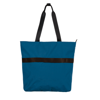 TREE RPET Foldable Tote - Navy, product back view, come with luggage handle sleeve.