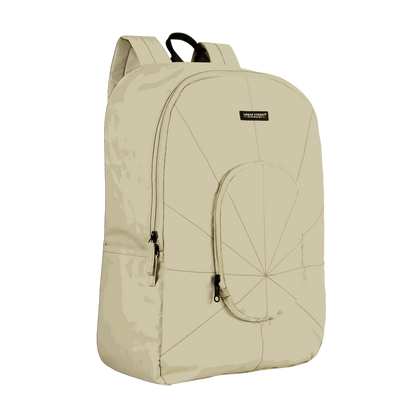 TREE RPET Foldable Backpack - Khaki - Angled Shot -when extended