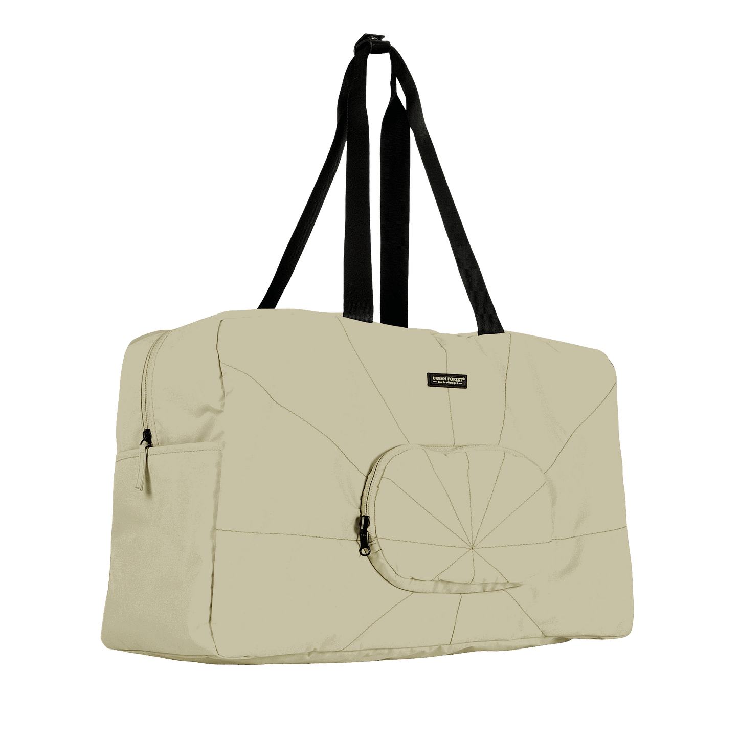 TREE RPET Foldable Duffle bag - Khaki side view when extended.