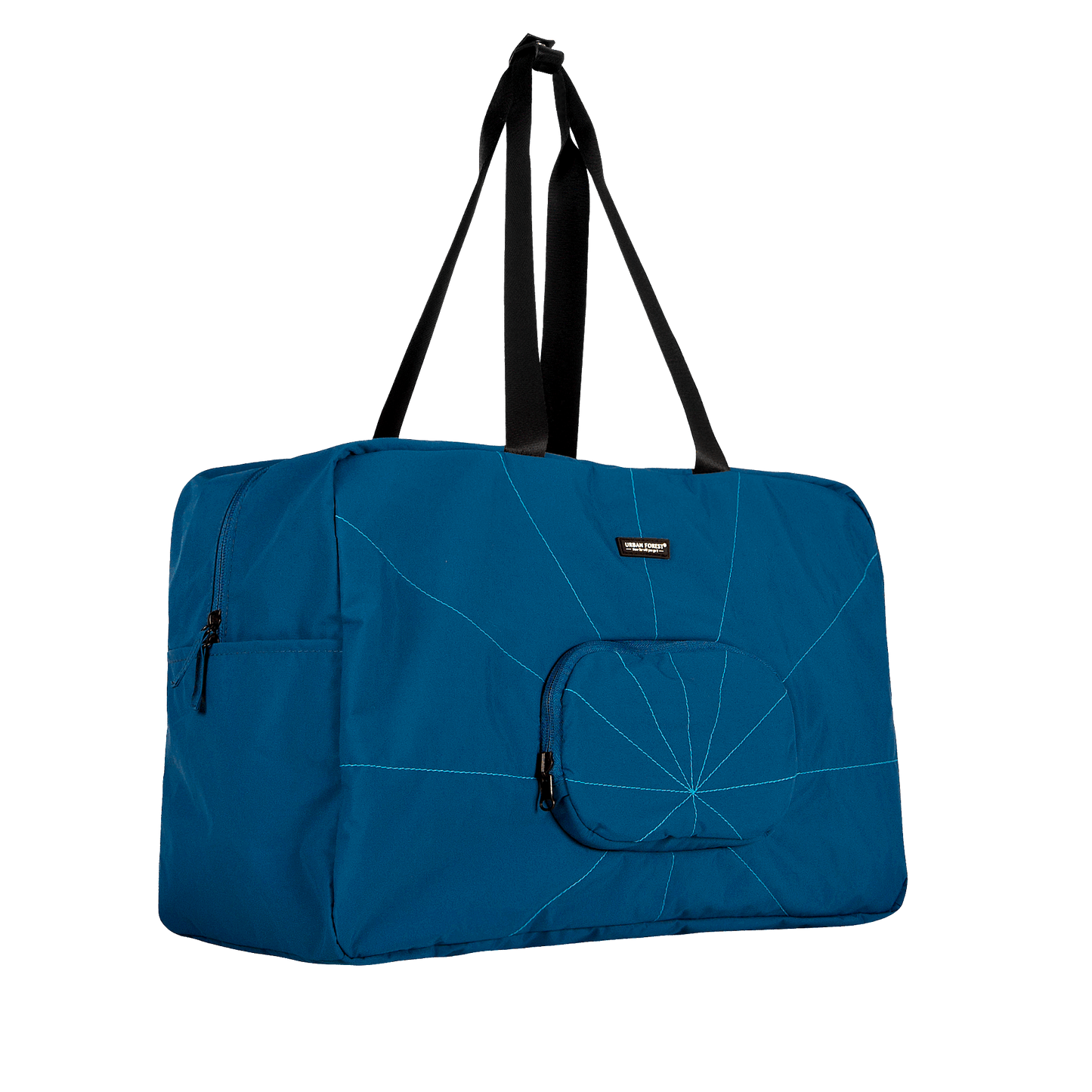 TREE RPET Foldable Duffle bag - Navy side view when extended.