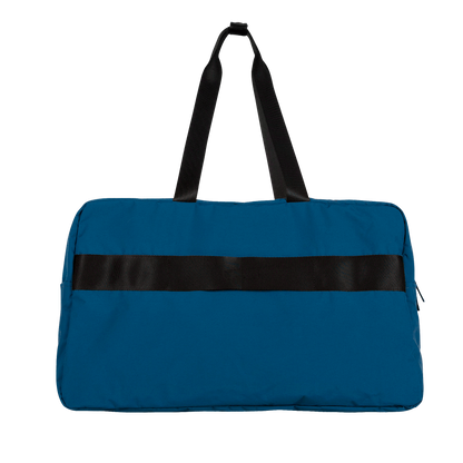 TREE RPET Foldable Duffle Bag - Navy, product back view, come with luggage handle sleeve.