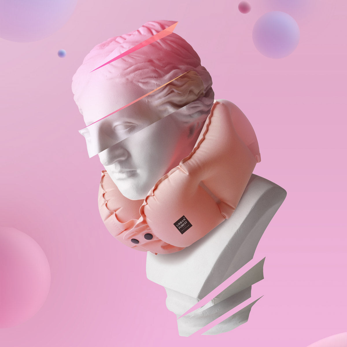 TREE Inflatable Pocket Neck Pillow - Pink - S