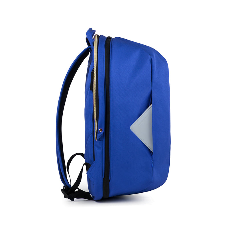 Urban Forest BEETLE series Backpack - Electric Blue - not Extended - side profile