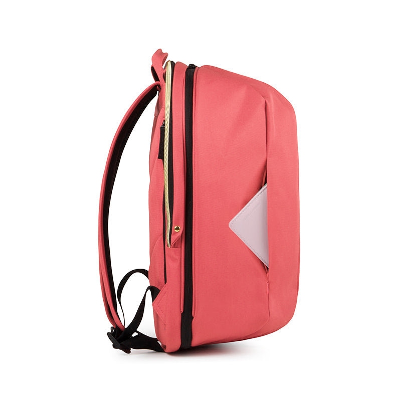 Urban Forest BEETLE Expandable Backpack - Flamingo - side view before expand - pocket