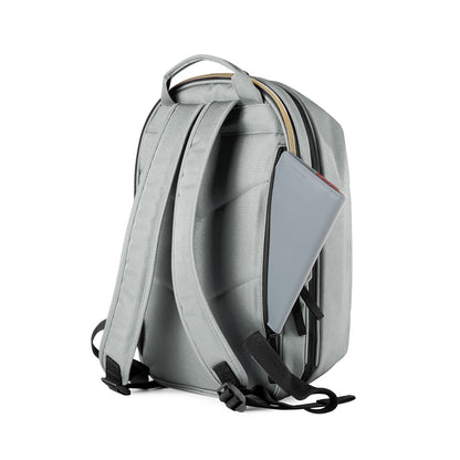 Urban Forest BEETLE Expandable Backpack - Fog Grey - side back view before expand with zipped pocket